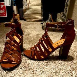 Ladies XOXO sandals with heel. Worn maybe twice; like brand new!
